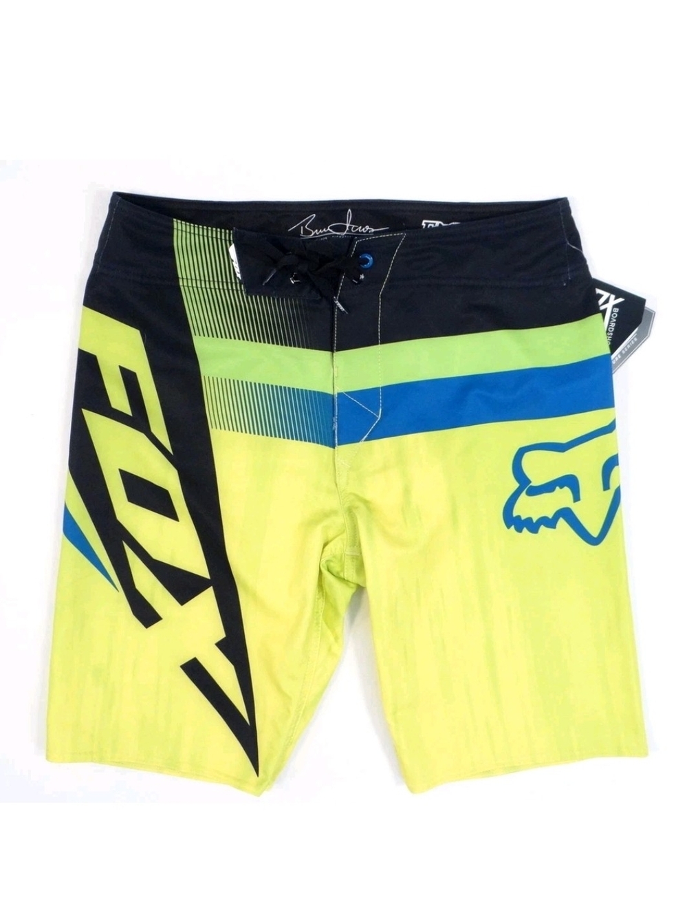 Fox Bruce Irons Neon Yellow Alchemy Stretch Boardshorts Size 32 New W/ Tags